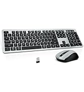 Wireless Keyboard and Mouse, 2.4GHz Cordless Keyboard Mouse Combo, Optical Mouse, Plug and Play U...