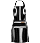 NLUS 1 Pack Kitchen Cooking Aprons, Adjustable Bib Soft Chef Apron with 2 Pockets for Women Men (...
