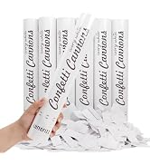 LUMAFIZZ [6 Pack] 12 Inch Biodegradable White Confetti Poppers | Confetti Cannons for Wedding Cel...