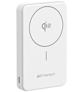 Emerson PBW1010W Power Bank, Compact Travel Ready 10,000mAh Battery Pack with Qi2 15W Wireless Ch...