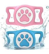 ZiperTag [2 Pack] IP68 Waterproof Airtag Holder for Dog Collar, Stretchy Silicone Case Cover Inte...