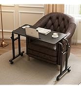 LINGMI Recliner Table, Overbed Table with Wheels Adjustable Height and Length Over Bed Desk, Hosp...
