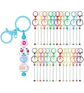 RQAYE 30pcs Beadable Keychains Keychain Bulk kit Cute Blank Bead Keychain Strip DIY Men's and Wom...