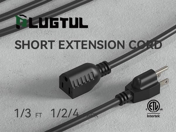 black extension cord 1 feet short extension cord 4pack oudoor indoor extension cord 16gauge 13a