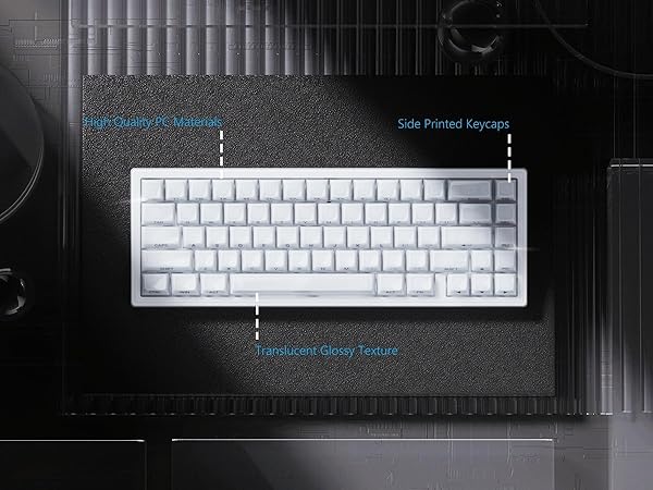 Keyboard Keycaps Jelly - Ceramic Keycaps 75%, Clear White Key Cap, Transparent Side Printed