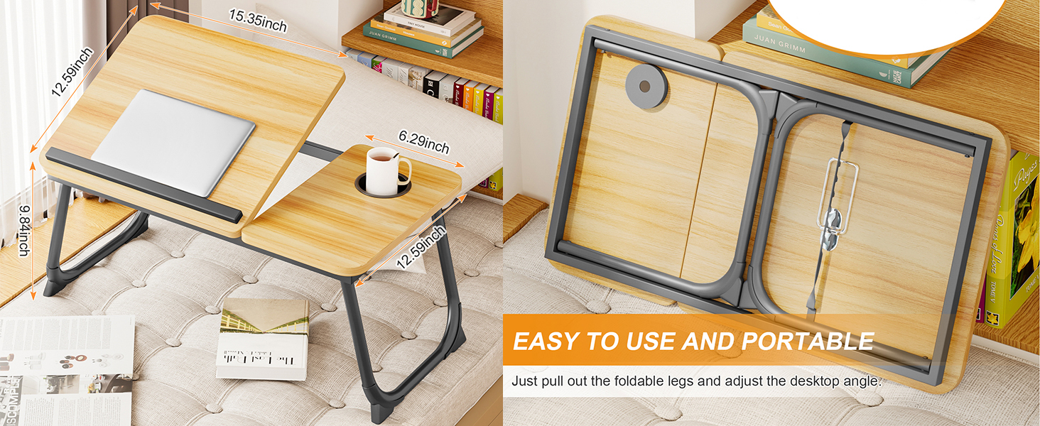 Laptop Desk for Bed, Portable Lap Tray Table with Cup Holder, Laptop Bed Desk Tray
