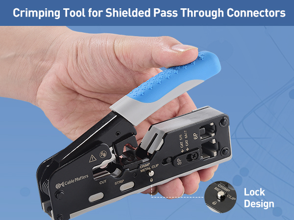 Modular RJ45 Crimping Tool for Shielded Pass Through Connectors