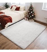 Ophanie White Rugs for Bedroom Fluffy, 4x6 Nursery Soft Fuzzy Shag Plush Shaggy Bedside Area Rug,...