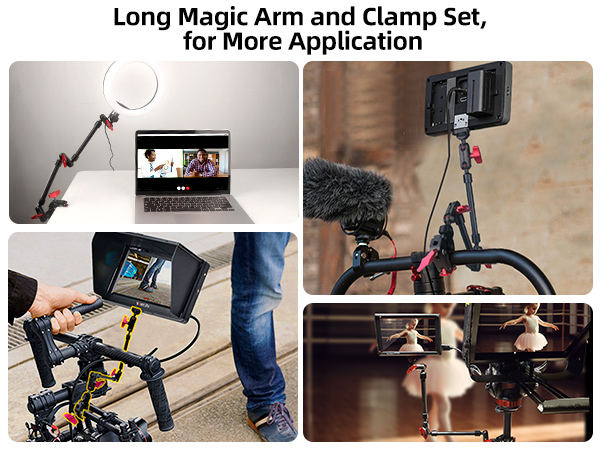 Hemmotop 22in Magic Arm with Clamp, Long Articulating Arm Camera Mount, Adjustable Phone Mount