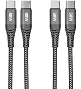 2-Pack [6.6FT+6.6FT] 60W USB C to USB C Cable, Type C to Type C Cable,Fast Charging Cable Compati...