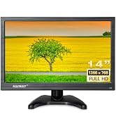 Haiway 14 Inch Security Monitor, 1366x768 Resolution Small PC Monitor Built-in Speakers with HDMI...