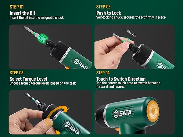 Step-by-step electric screwdriver setup and operation guide
