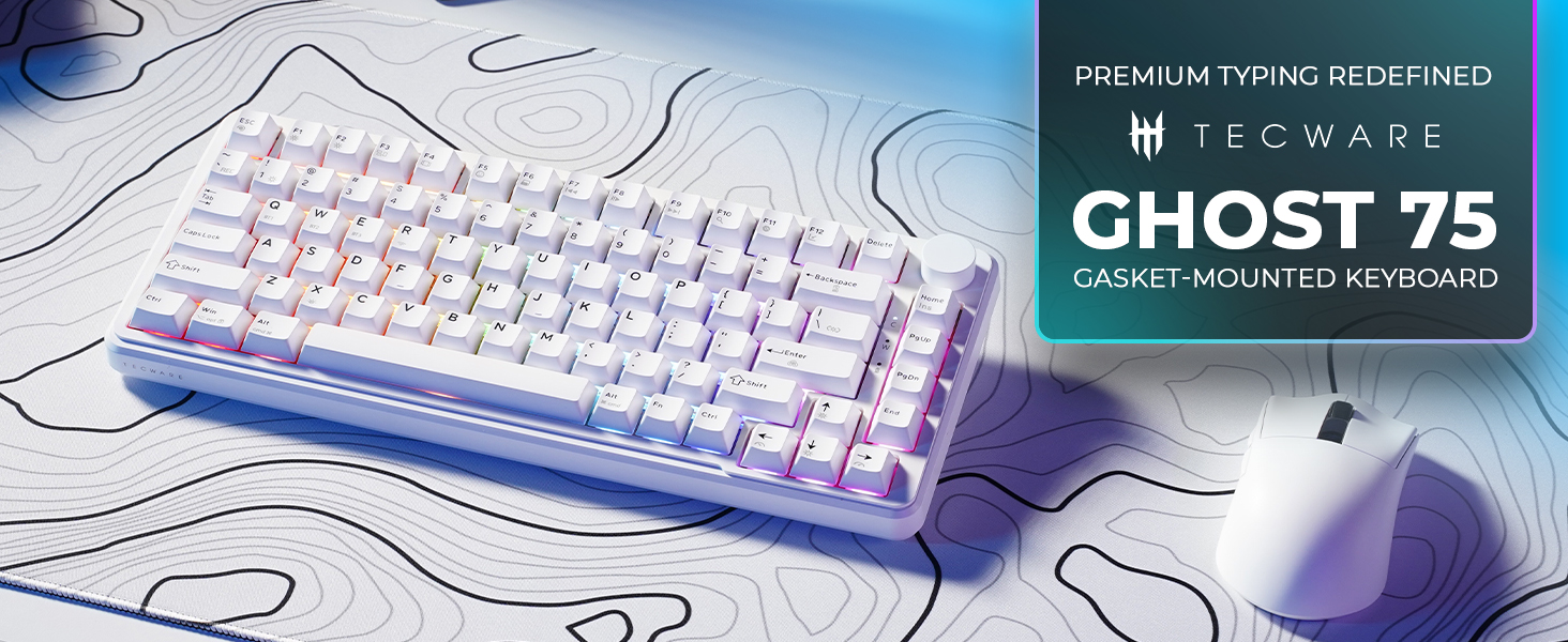 Tecware Ghost 75 mechanical keyboard wireless gaming keyboard RGB knob compact keyboard