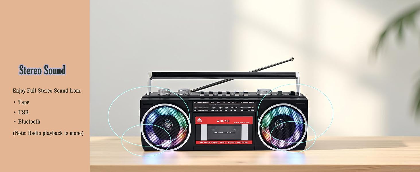 retro usb cassette player boombox stereo speaker