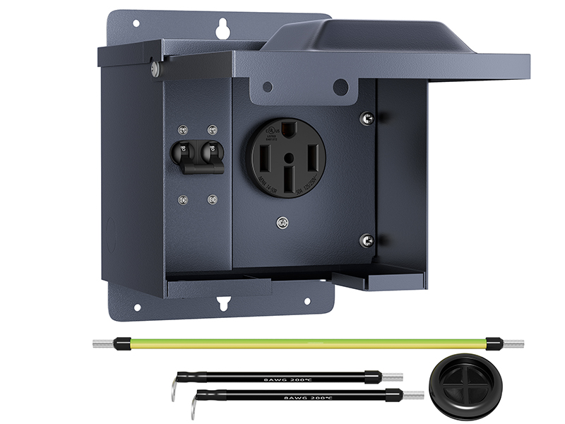 50 Amp RV Power Outlet Box with Breaker Weatherproof 125/250V UL Listed NEMA 14-50R RV Receptacle