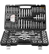 VEVOR Tap and Die Set, 116-Piece Include Metric and SAE Size, Bearing Steel Taps and Dies, Essent...
