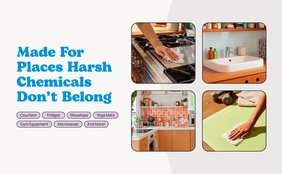 Cleaning wipes all purpose for kitchen and bathroom, gym wipes, yoga mat cleaner
