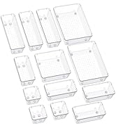 SMARTAKE 13-Piece Drawer Organizers with Non-Slip Silicone Pads, 5-Size Desk Drawer Organizer Tra...