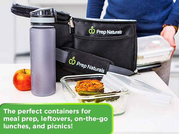 On-the-go glass container with food for lunch
