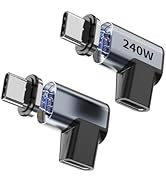 Tciogrxp 240W Right Angle 90 Degree Magnetic USB C Adapter Extender (2 Pack) W/ 2 Connector Tips ...