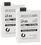 iROCCMIN 2Pcs LP-E8 Battery,2100mAh Battery for Canon EOS 650D 600D 550D, Kiss X7i X6i X4 X5 X6, ...