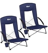 PORTAL Beach Chairs for Adults Camping Low Lightweight Portable Chair with Cup Holder Mesh Back C...