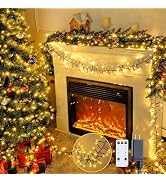 JMEXSUSS 400 LED Cluster Lights Christmas Green Wire Plug in, 20ft Twinkle Lights Outdoor with Re...