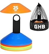 GHB Soccer Cones 25/50/100 Pack Disc Soccer Sport Cones Training Field Marker Agility Cones for T...