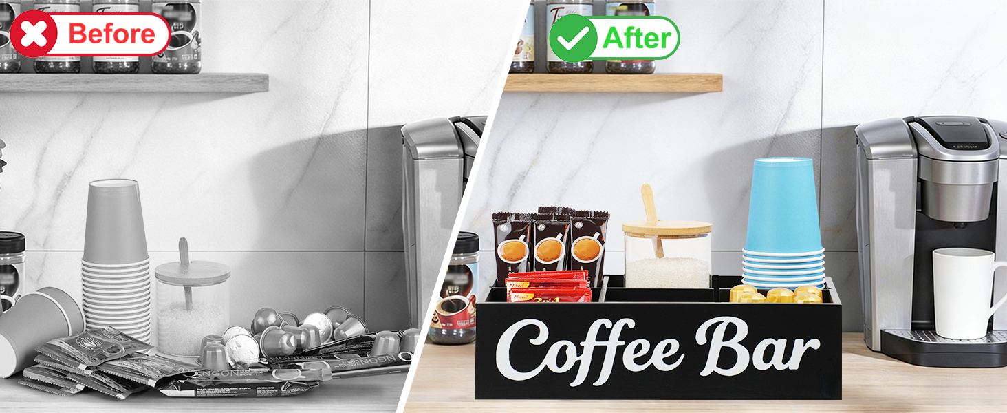 coffee bar organizer for counter wood