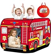 Britik Pop Up Play Tent for Kids Aged 3-5 Years Old Boys and Girls : Fire Truck Tent Playhouse To...