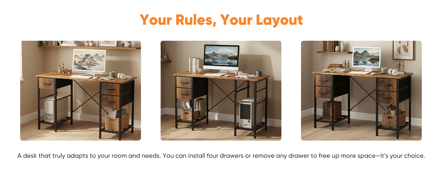  47 55 inch desk with 4 drawers