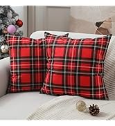 Allorry Christmas Pillow Covers 18x18 inch Set of 2 Christmas Decorations Red Black Buffalo Check...