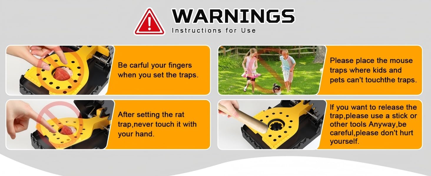 Reusable Mouse Trap Safety Instructions, Important Warnings to Avoid Pinch Injuries During Use