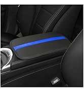 wedfish Leather Car Center Console Cover,Striped Patchwork Car Armrest Cover for Protecting Car A...