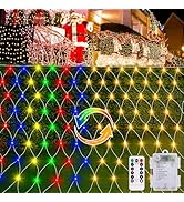 Christmas Net Lights Battery Operated, Dual Color Changing 100 LED Bush Net Lights 5Ft x 5Ft Mesh...