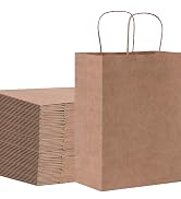 Brown Paper Bags with Handles Bulk 100Pcs 8x4.5x10.8 Inch Gift Bags Bulk, Brown Kraft Paper Bags,...