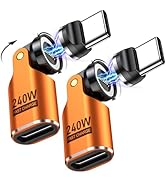 USB C Magnetic Adapter PD 240W(2Pack), 9PIN USB C 90 Degree Adapter/C Right Angle Adapters/360 &amp;1...