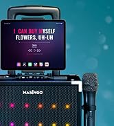 MASINGO Karaoke Machine for Adults and Kids, 40W Speaker with 8" Woofer, 2 Wireless Microphones, ...