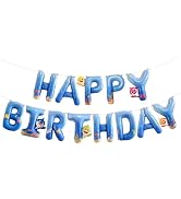 PartyWoo Baby Shark Blue Happy Birthday Banner Letter Balloons 16 Inch Blue Mylar Foil Letter Bal...