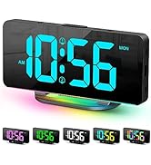 Digital Alarm Clock, Large LED Digital Clock for Bedrooms with 10 Color Changing Night Light, Adj...