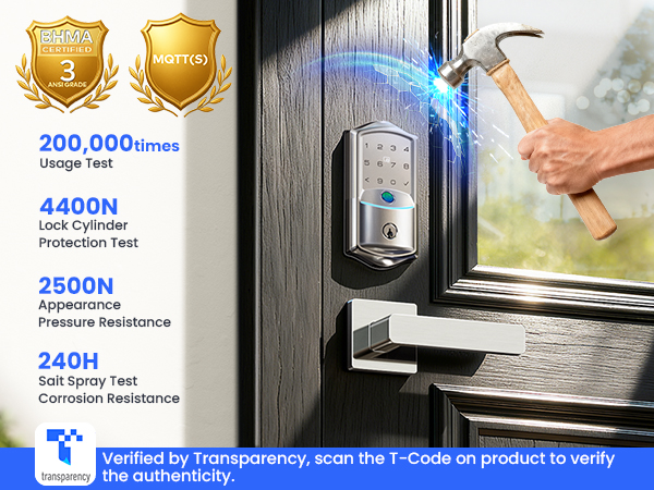 keyless entry door lock BHMA ANSI Grade 3