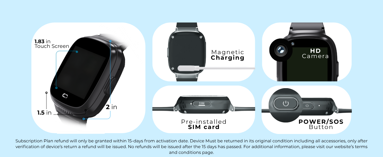 Emojikidz Smartwatch Black Size Dimensions