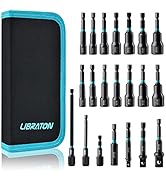 Libraton 21PCS Magnetic Nut Driver Set, Impact Drill Driver Bit Set 1/4", Metric and SAE Nut Driv...