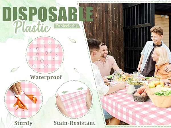 Pink and White Checkered Table Cloth
