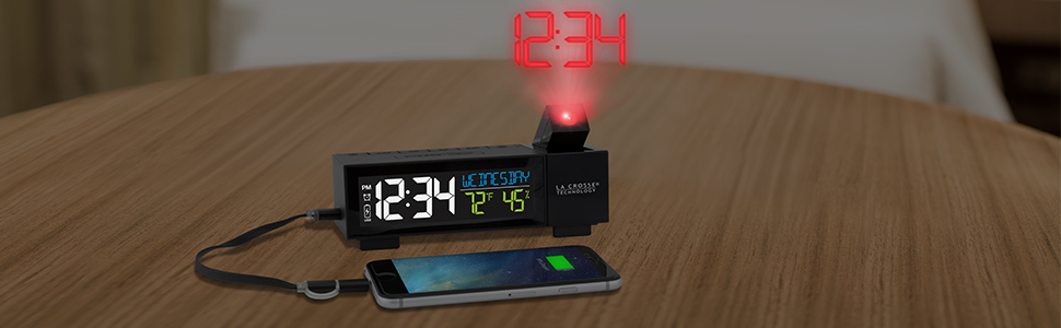 lacrosse, la crosse, alarm clock, digital, color clock, bedside alarm, pop-up, projection, 616-1950