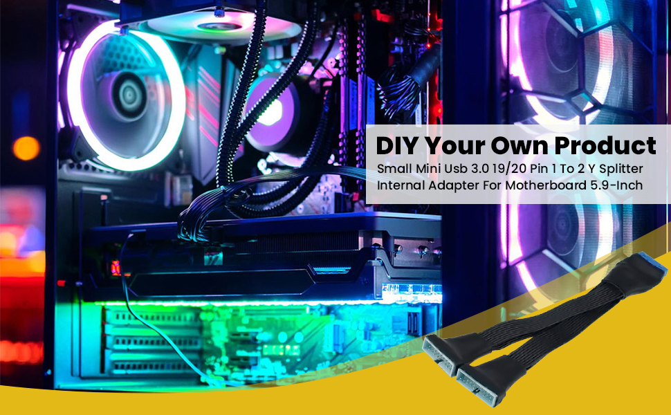 Computer Internal Motherboard USB 3.0 hub Splitter 19/20 Pin IDC 1 to 2 Y-Type Adapter