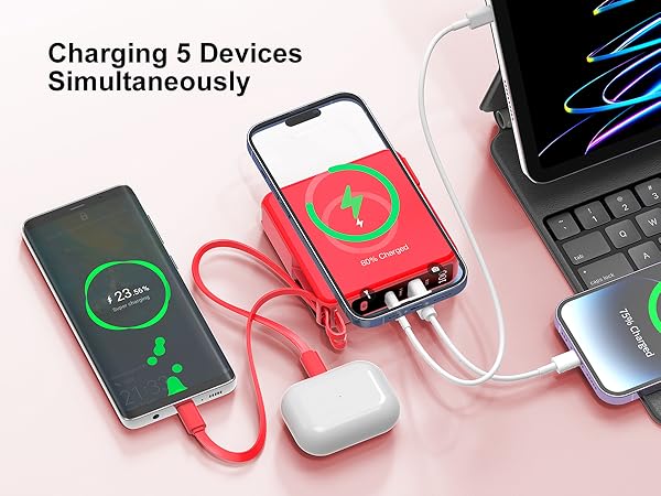 power bank with built in cable ac plug battery pack