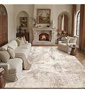 HUGEAR 8x10 Area Rug Brown Machine Washable Rugs Abstract Indoor Rug Modern Low Pile Carpet Distr...