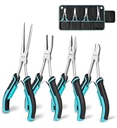 DURATECH 4PCS Long Reach Pliers Set with Pouch, Mini Extra Long Pliers Set | Needle Nose, Diagona...
