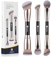 KINGMAS Foundation Concealer Contour Brush Set, 3Pcs Dual-Ended Makeup Brushes for Liquid, Powder...